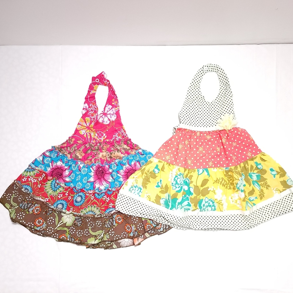 Blueberi Boho Swing Dresses Patchwork Halter Girls Sz 24 Months 2T